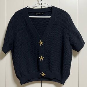 Zara navy sweater with gold Starfish snaps